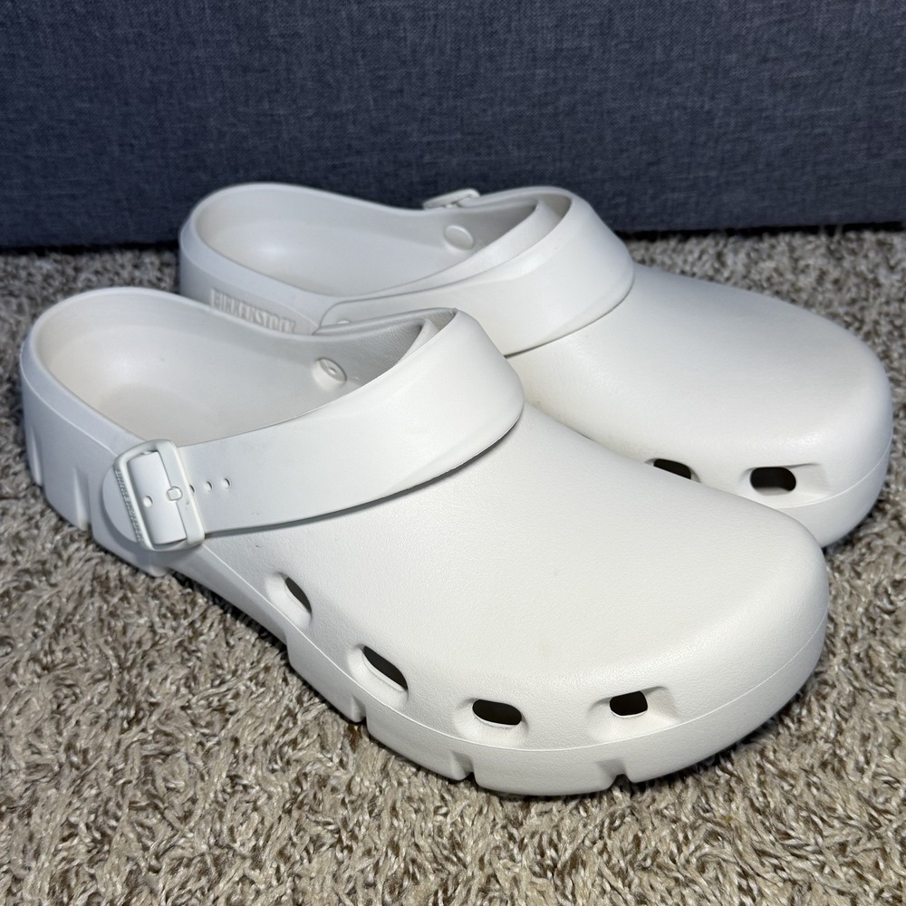 Birkenstock Recovery Clogs Men's Size 12 EUR 45 Eggshell White Birki Flow NEW